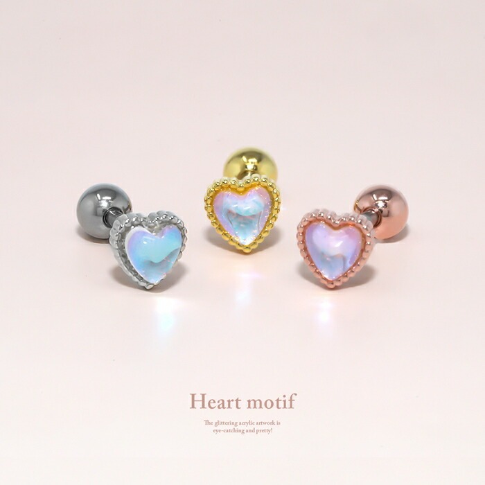オーロラジュエルハートピアス