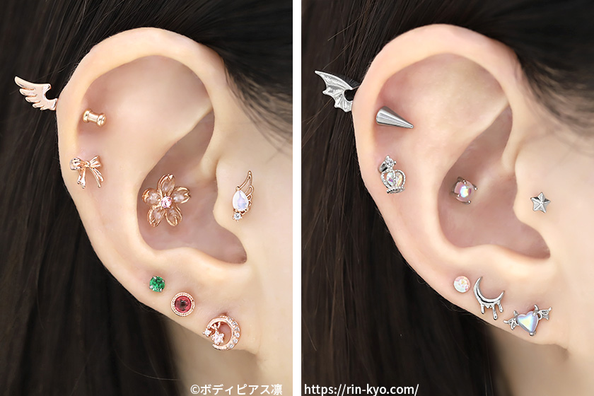 凛オリジナル天使と悪魔の翼ピアス