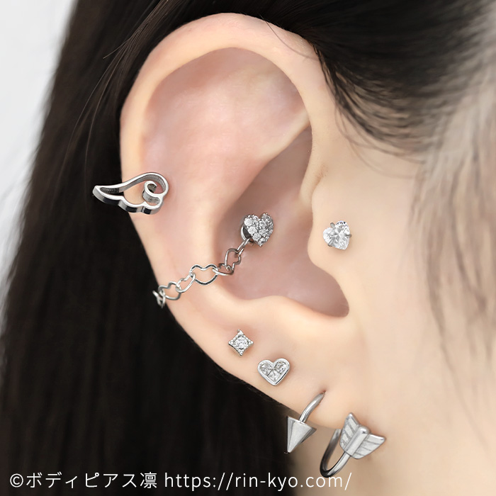 インナーコンクにハートチェーン