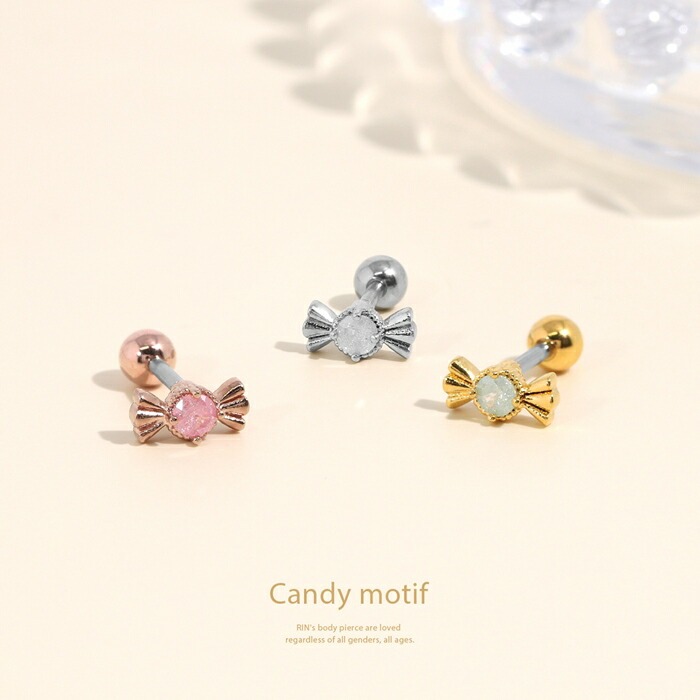 3カラーのCZキャンディピアス