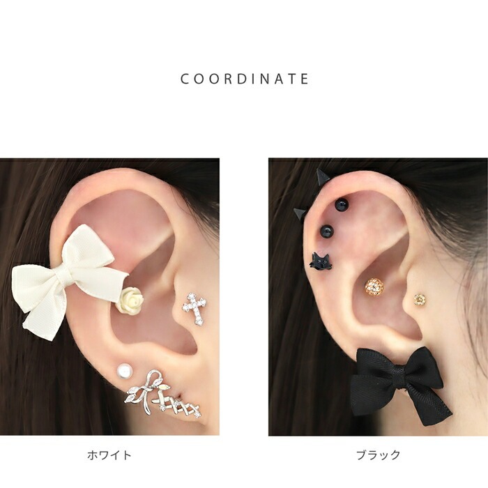 凛オリジナルサテンリボンバレエコアピアス