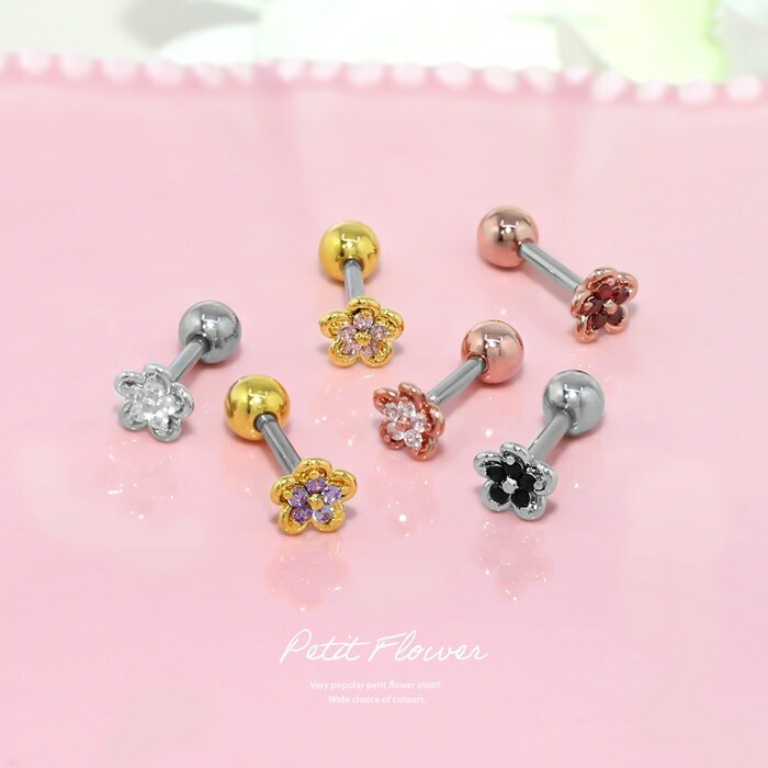 高評価カラージュエルお花ピアス