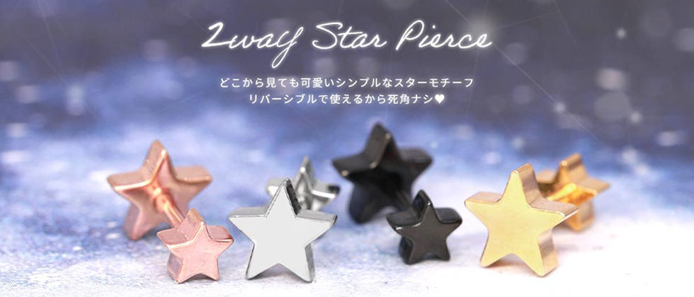 Wフェイススターピアス
